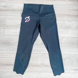 Lululemon Wunder Under Scalloped Crop Leggins, Black with Logo, Size 10